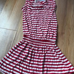 Red and white striped dress